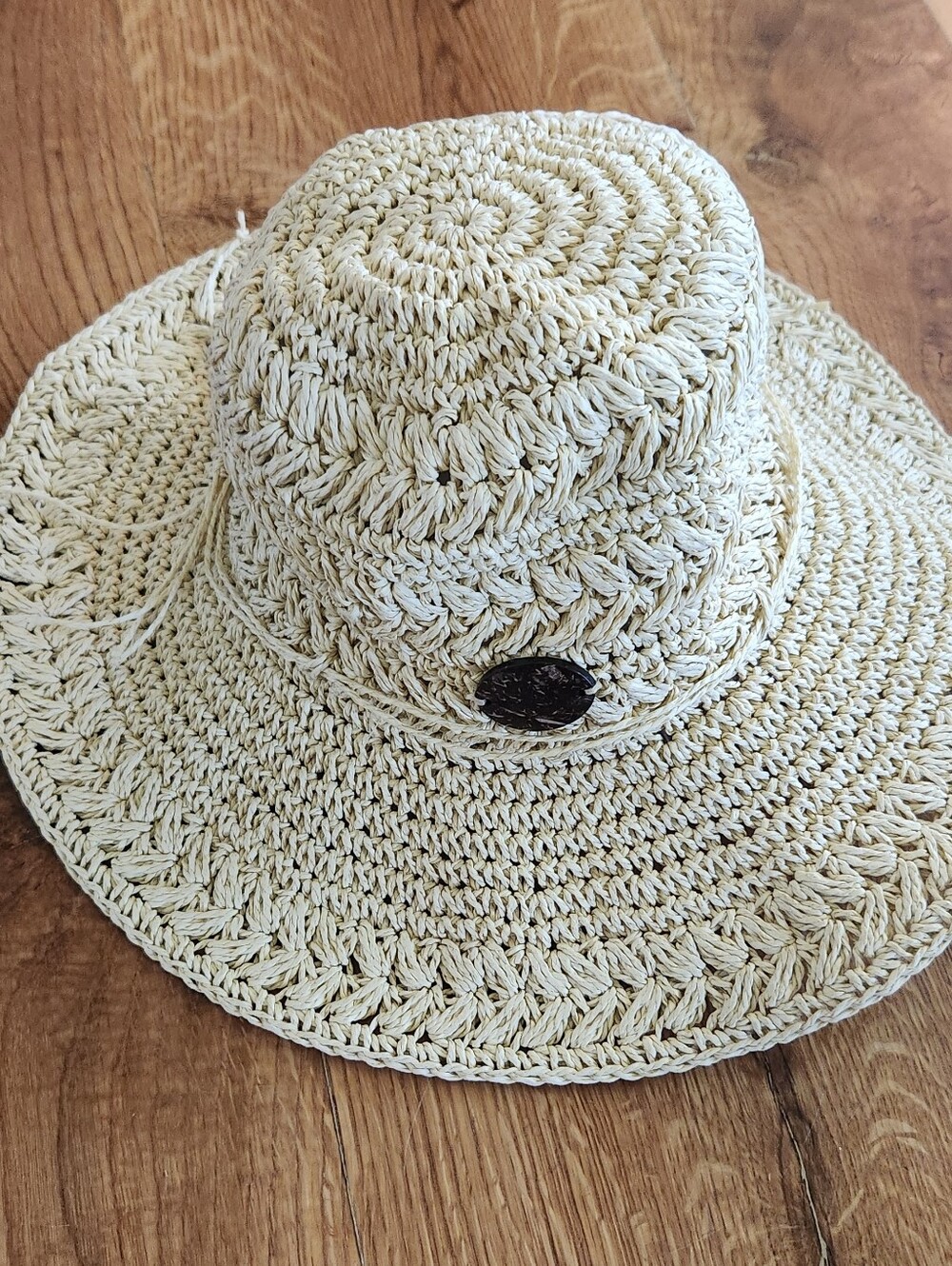 Panama Jack Toyo Straw Crochet Sun Hat with Brim
